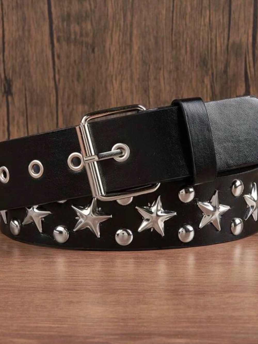 NWOT - Unisex Black Star Studded Leather Belt